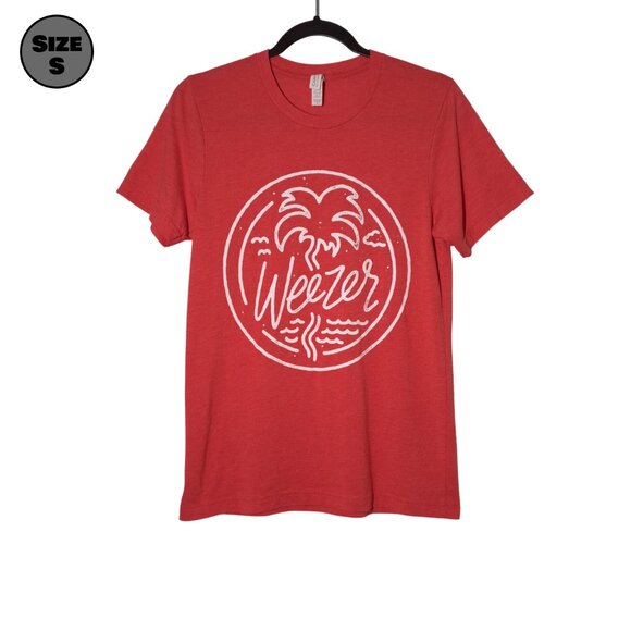Weezer: Palm Tree USED Shirt (S, Red, Rock, Island In The Sun) - Picture 1 of 7